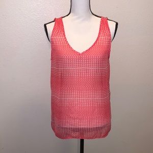 Gap sheer pink floral keyhole high low blouse